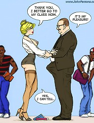 porno cartoon with slutty teacher seducing all black guys