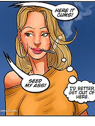 Curvaceous blonde cutie is waiting for the action in cartoon black sex comics