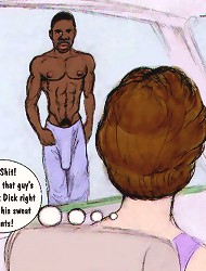 sex comics with MILF babe sucking a huge black tool from car