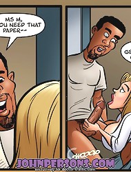 Busty blonde whore deepthroat blowing big black cock in free John Persons comics